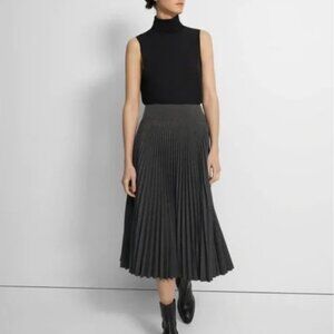LOFT The Pleated Midi Skirt in Dark Grey 16P